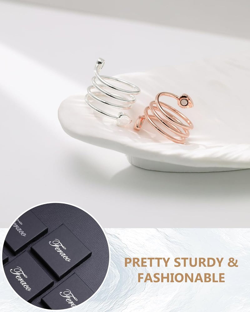 Feraco 2PCS Copper Rings for Women,99.99% Pure Copper Magnetic Thumb Ring with Magnet,Lymphatic Jewelry Gifts for Womens - Image 5